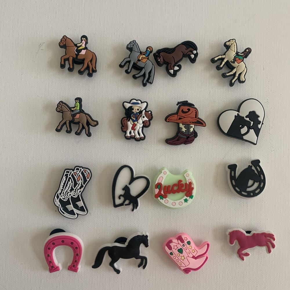 Jibbitz Horse Cowgirl 16PCS Charms For Crocs Shoe Charms Adult Kids Boys Girls